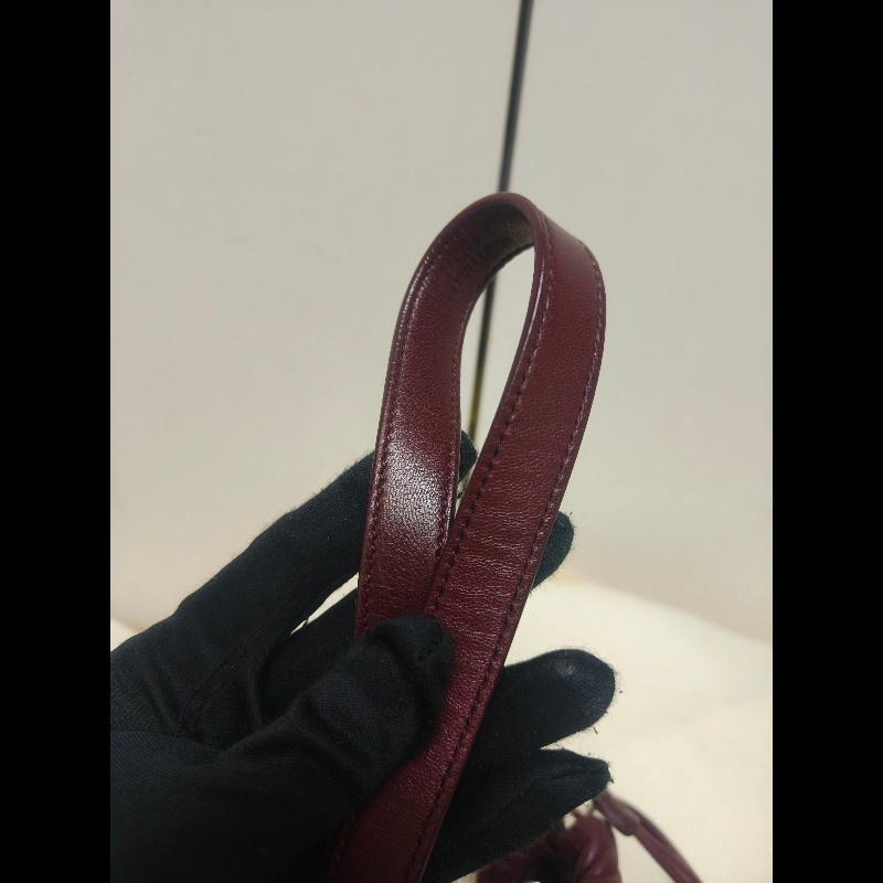 【8成新】㊣✨YSL✨（附防塵袋）SAINT LAURENT 聖羅蘭 TEDDY 大款 酒紅 小羊皮 抽繩 束口 水桶包 肩背包 子母包 鏈條包 /二手精品/保證正品🌳二手樹屋🌳-26