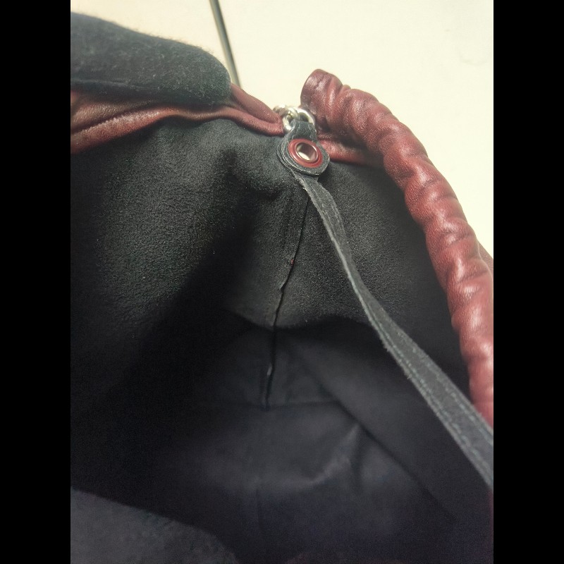 【8成新】㊣✨YSL✨（附防塵袋）SAINT LAURENT 聖羅蘭 TEDDY 大款 酒紅 小羊皮 抽繩 束口 水桶包 肩背包 子母包 鏈條包 /二手精品/保證正品🌳二手樹屋🌳-36