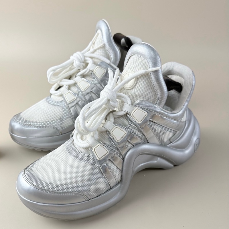 LV/路易威登 白銀厚底拱橋老爹鞋 37.5碼 95新-0