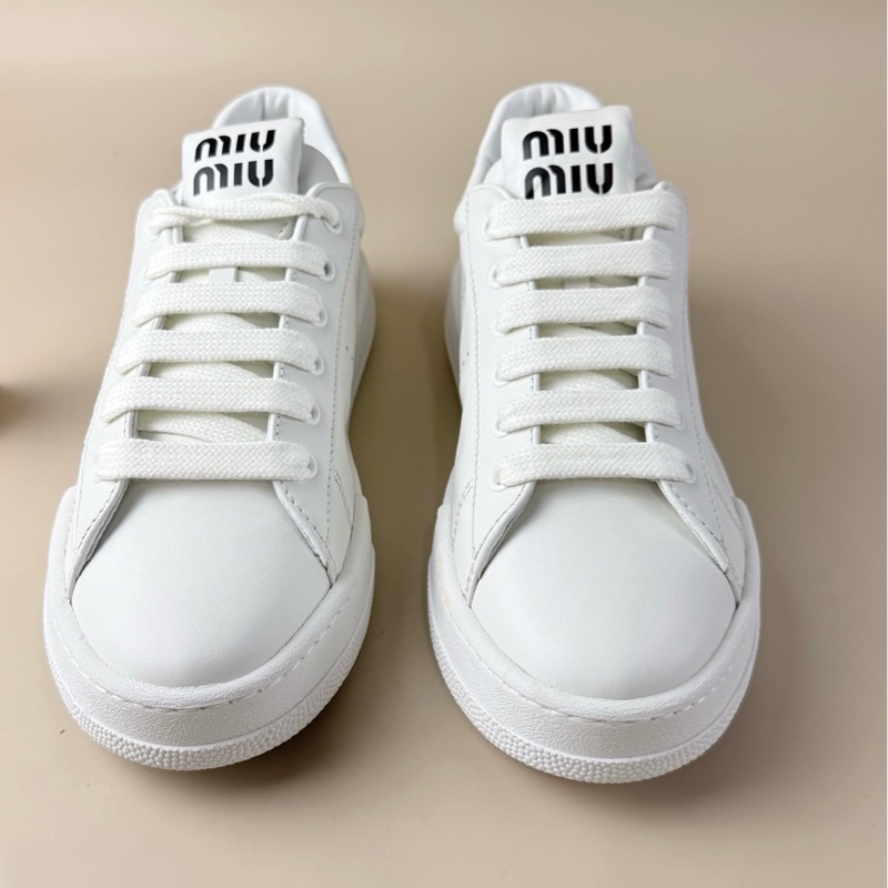 Miu Miu/繆繆 純白字母LOGO休閒鞋 37.5碼 全新未使用-7