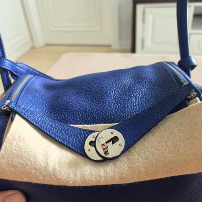 🌈Hermes💙Lindy 26💙電光藍銀扣💙99新🌈TC皮🌟愛馬仕🌟-1