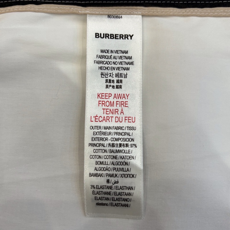 Burberry博柏利 棕色條紋兒童款白色長袖襯衫 10Y碼 貨號8030694-5