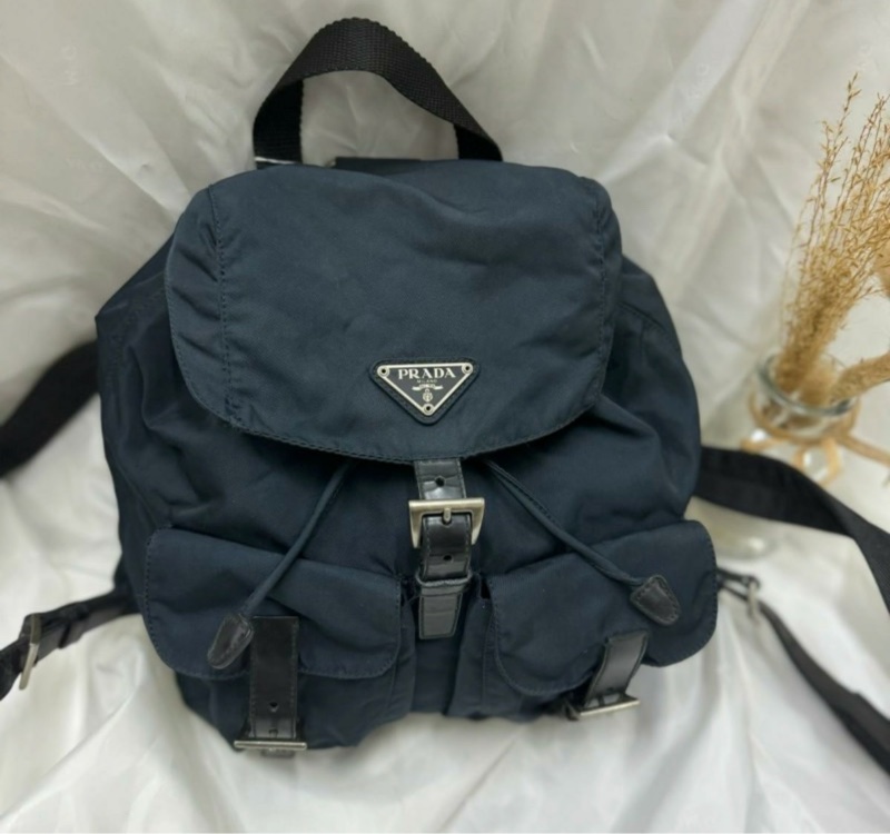 Prada Classic Nylon Backpack Prada 經典專櫃熱賣款帆布背包 海軍藍色背包 PRADA 背包-0