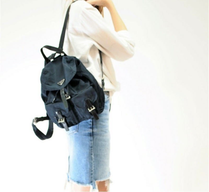 Prada Classic Nylon Backpack Prada 經典專櫃熱賣款帆布背包 海軍藍色背包 PRADA 背包-7