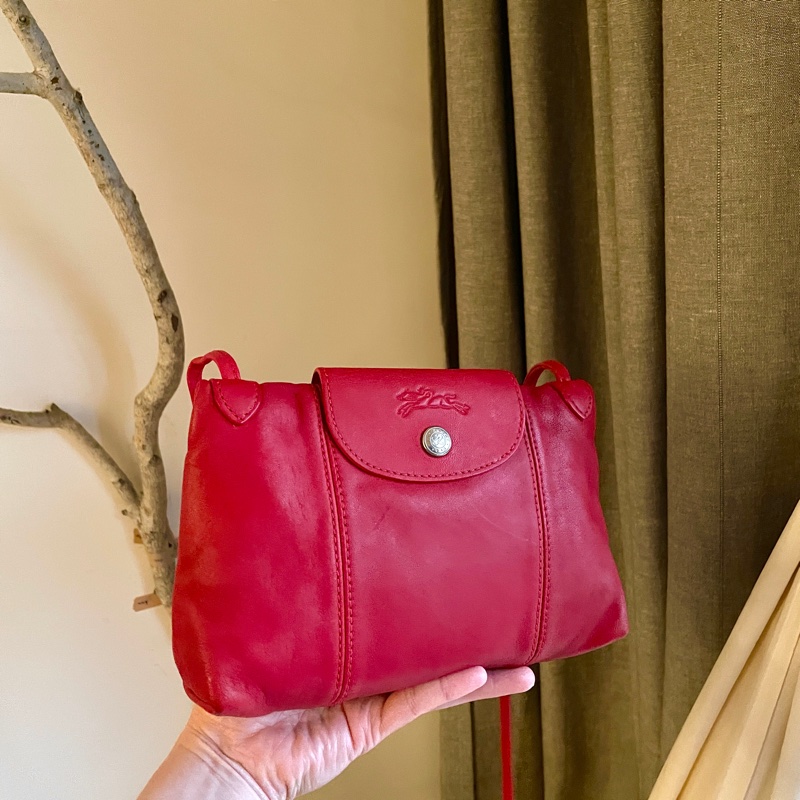 🧣新年快樂🧣Longchamp超輕羊皮小包紅20cm🍎似WOC/錢包/卡包/手機包/手拿包/腋下包/斜背/側背/手拿🍎瀟🍎正品🍎況不錯🍎旅行購物隨身-2