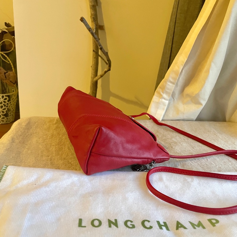 🧣新年快樂🧣Longchamp超輕羊皮小包紅20cm🍎似WOC/錢包/卡包/手機包/手拿包/腋下包/斜背/側背/手拿🍎瀟🍎正品🍎況不錯🍎旅行購物隨身-4