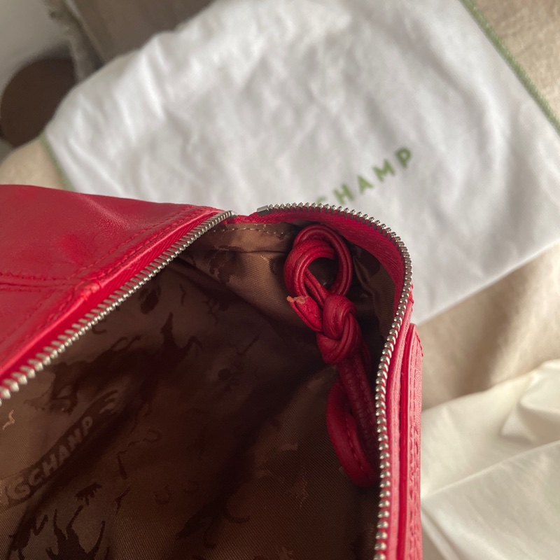 🧣新年快樂🧣Longchamp超輕羊皮小包紅20cm🍎似WOC/錢包/卡包/手機包/手拿包/腋下包/斜背/側背/手拿🍎瀟🍎正品🍎況不錯🍎旅行購物隨身-49