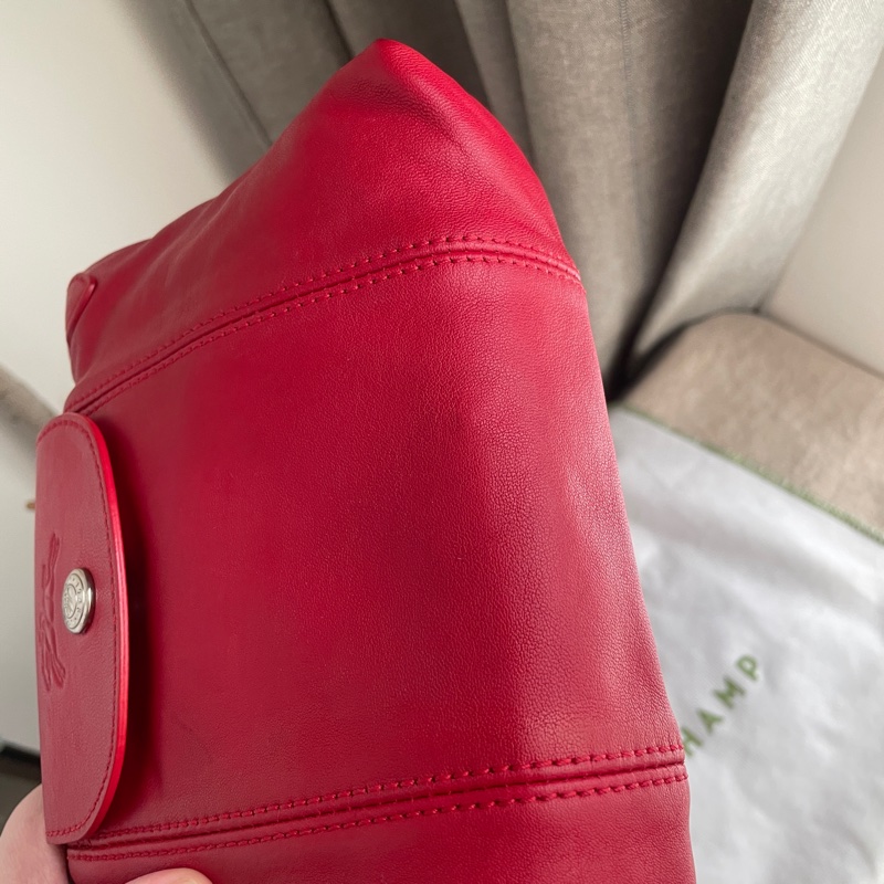 🧣新年快樂🧣Longchamp超輕羊皮小包紅20cm🍎似WOC/錢包/卡包/手機包/手拿包/腋下包/斜背/側背/手拿🍎瀟🍎正品🍎況不錯🍎旅行購物隨身-50