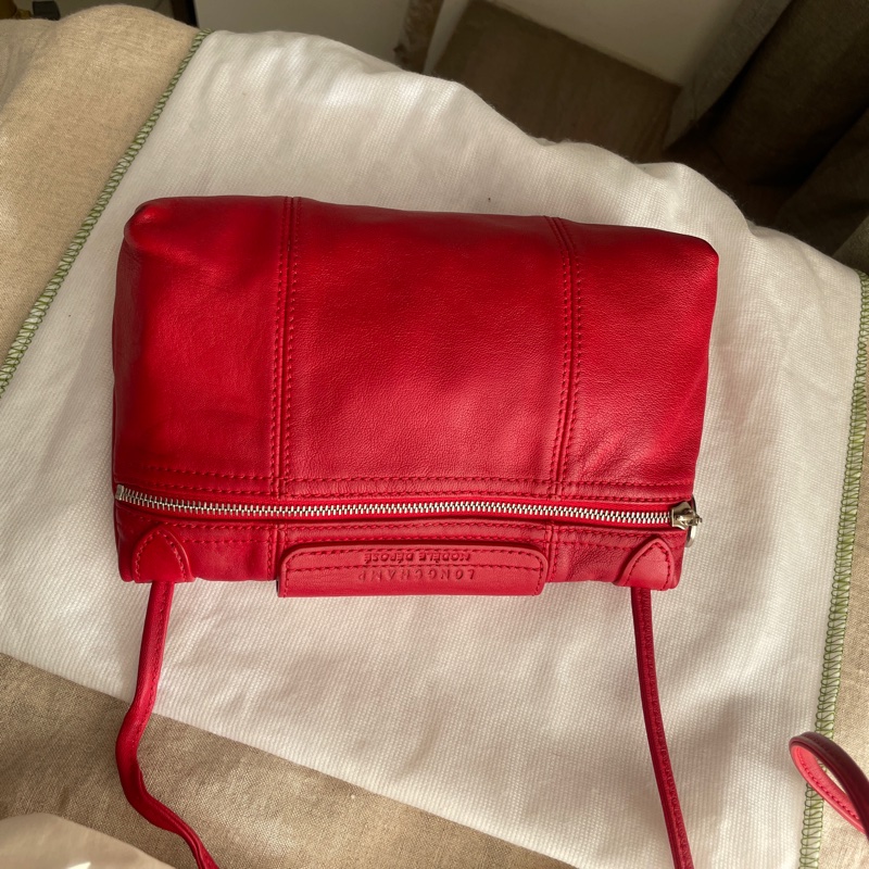 🧣新年快樂🧣Longchamp超輕羊皮小包紅20cm🍎似WOC/錢包/卡包/手機包/手拿包/腋下包/斜背/側背/手拿🍎瀟🍎正品🍎況不錯🍎旅行購物隨身-58