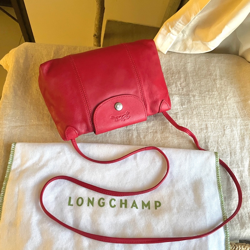 🧣新年快樂🧣Longchamp超輕羊皮小包紅20cm🍎似WOC/錢包/卡包/手機包/手拿包/腋下包/斜背/側背/手拿🍎瀟🍎正品🍎況不錯🍎旅行購物隨身-61