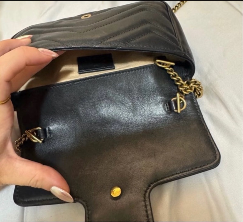 Gucci 馬夢黑金鏈條woc包-8