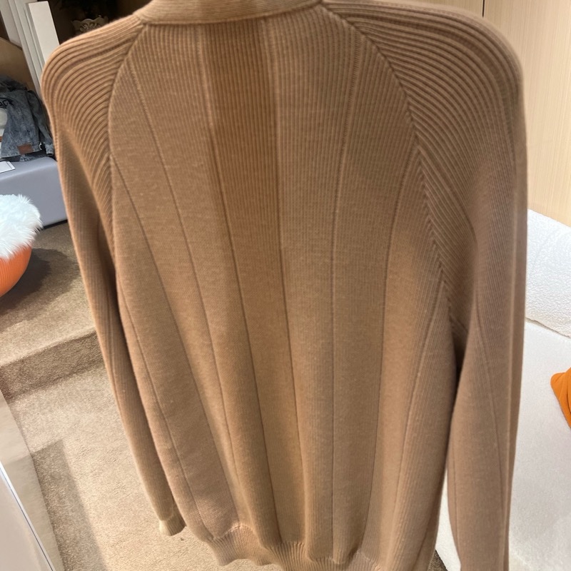 Gucci 駝色羊毛混紡開襟毛衣配經典條紋 626349-XKBFJ-2184-8