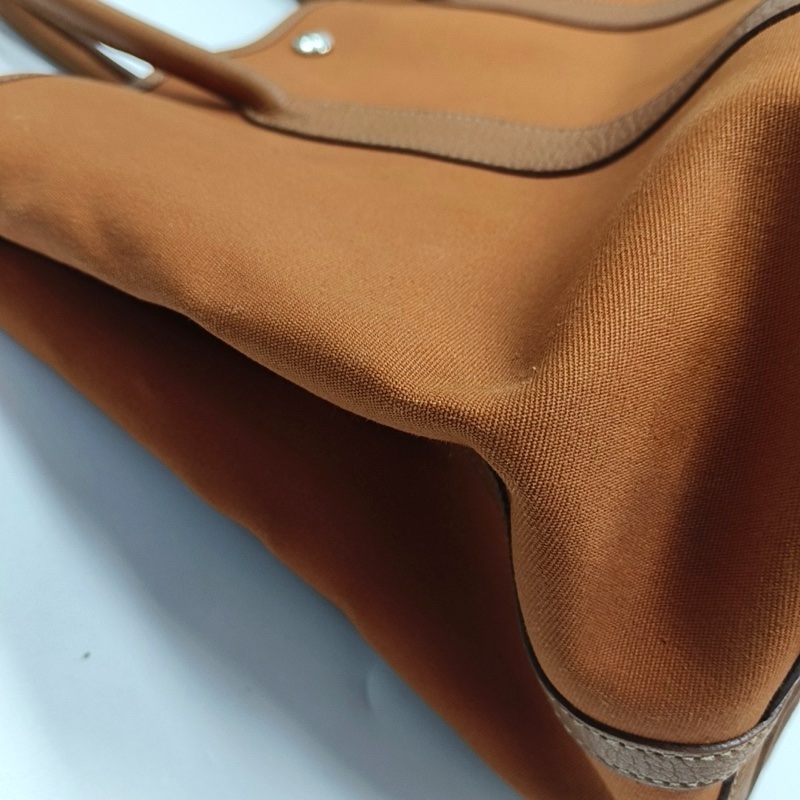 HERMES Garden Party 36 杏黃色帆布 花園包手提包 銀色五金 框刻-9