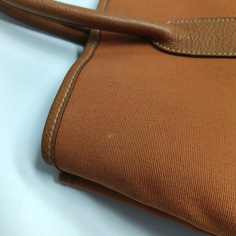 HERMES Garden Party 36 杏黃色帆布 花園包手提包 銀色五金 框刻-11