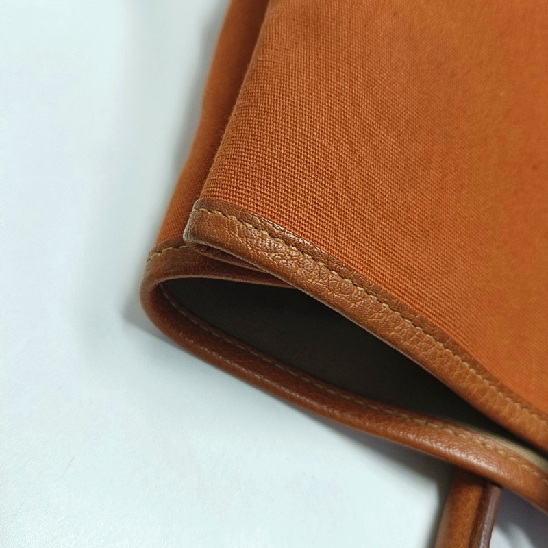 HERMES Garden Party 36 杏黃色帆布 花園包手提包 銀色五金 框刻-15