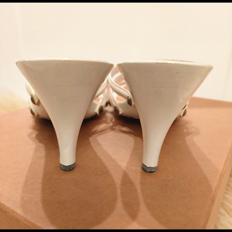 Fendi 芬迪木頭白色涼鞋-4