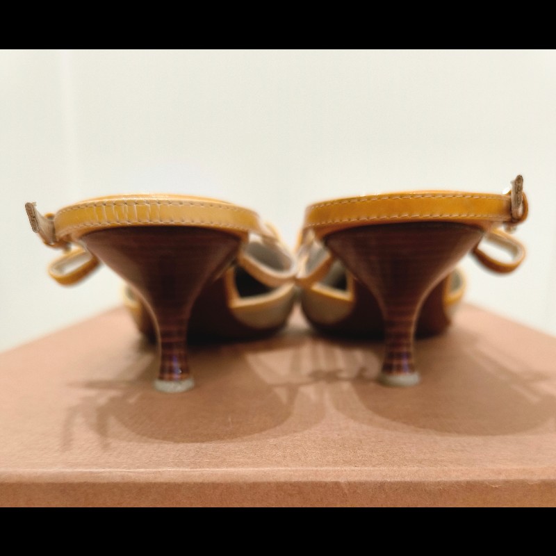 LV 老花灰底尖頭中跟鞋-7