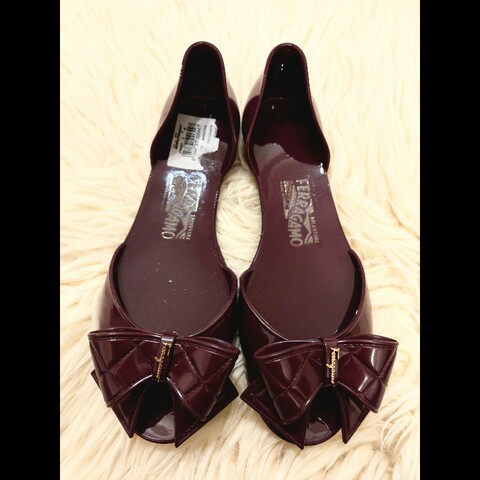 Ferragamo 紫色蝴蝶結平底鞋🎀