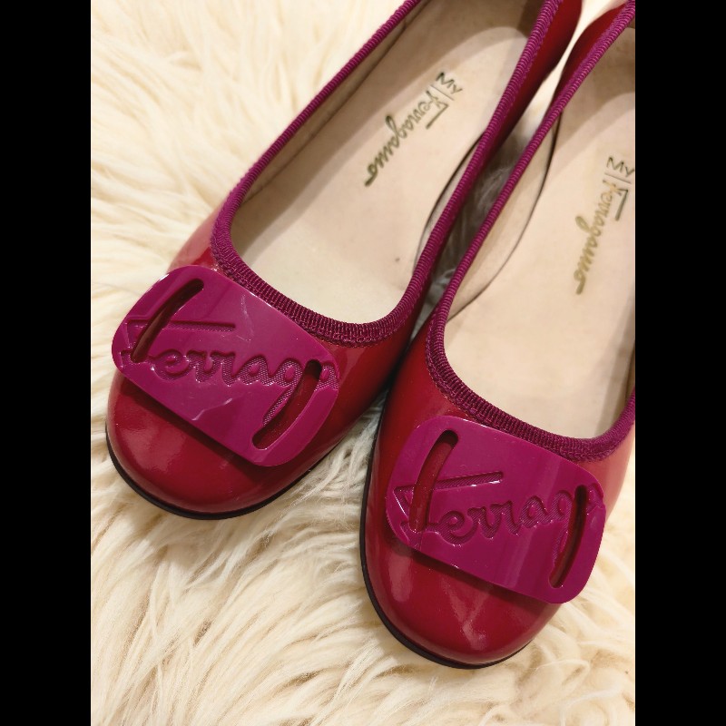 Ferragamo 紫色logo牌紅色平底鞋-6