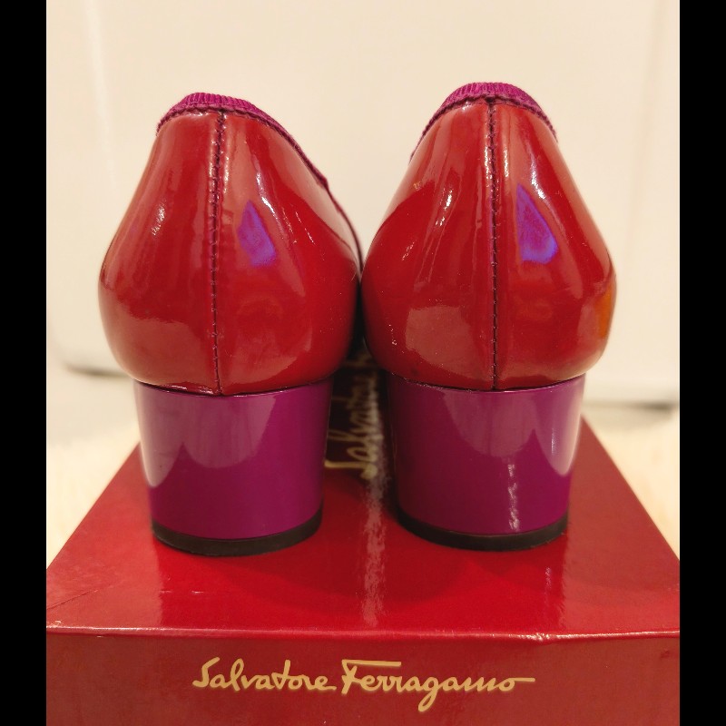 Ferragamo 紫色logo牌紅色平底鞋-7
