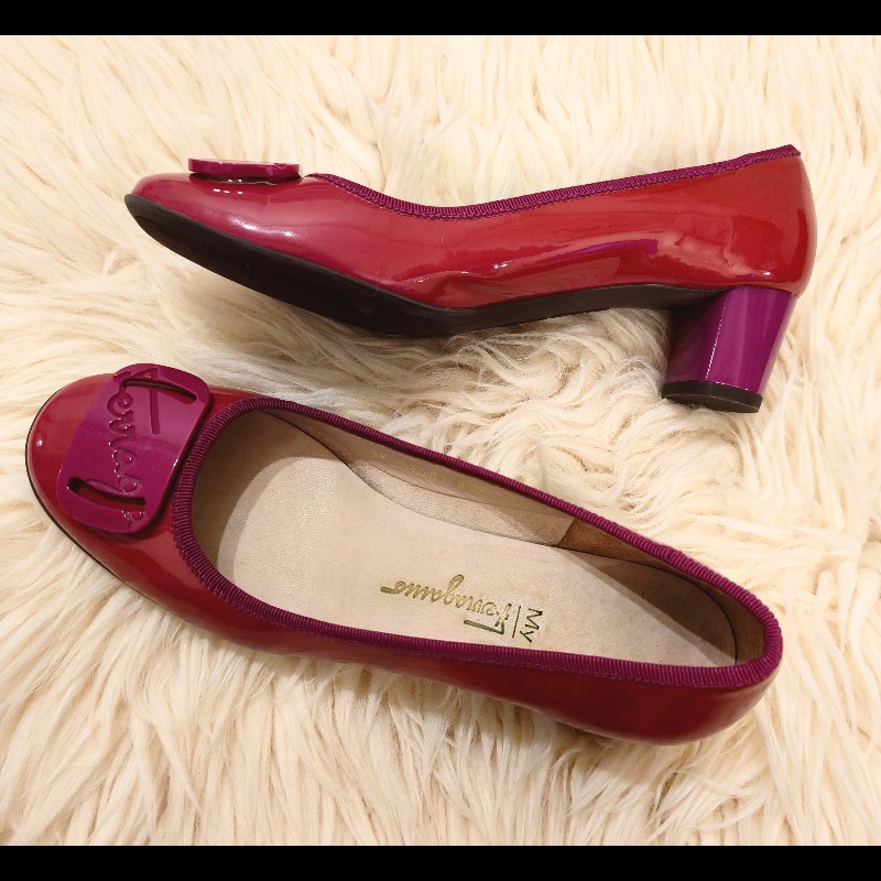 Ferragamo 紫色logo牌紅色平底鞋-8