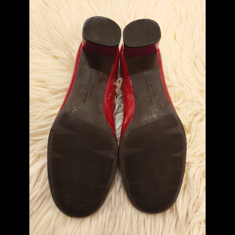 Ferragamo 紫色logo牌紅色平底鞋-10