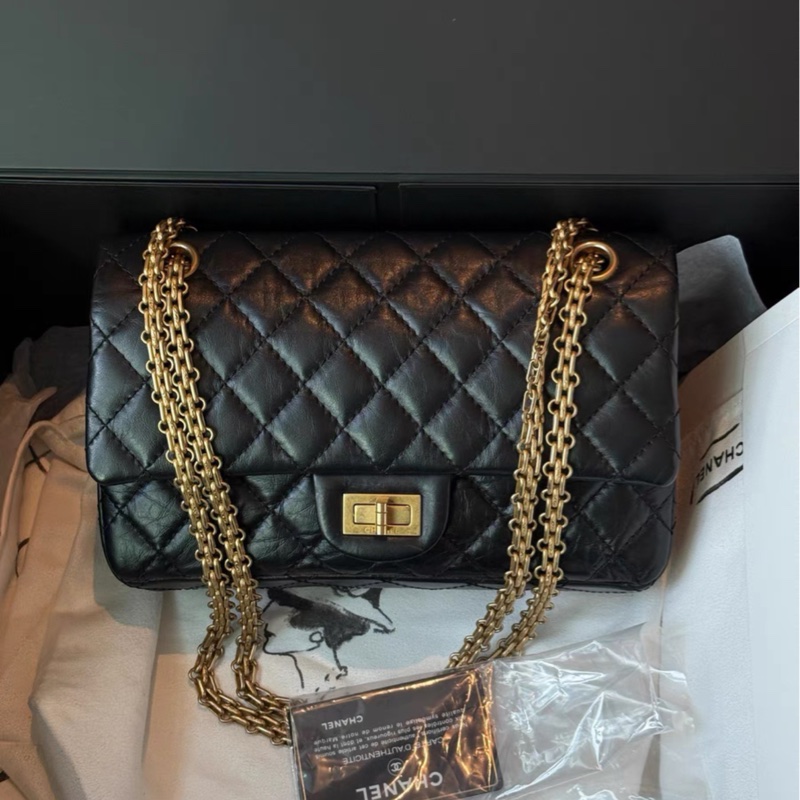 小巴黎二手名牌真品chanel 2.55復刻 小號 24公分 雙蓋 29開保卡-1