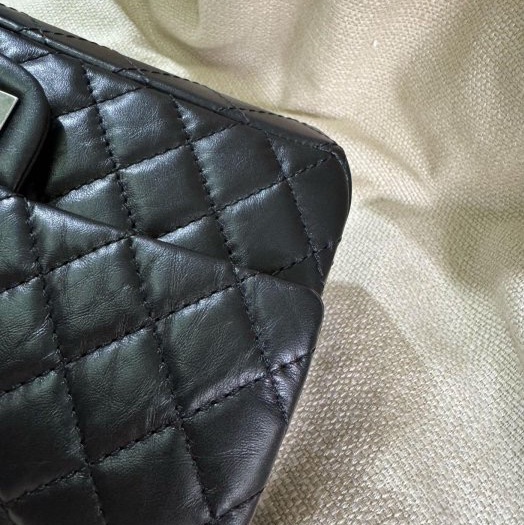 小巴黎二手名牌真品Chanel 2.55  極新 黑銀 24公分 小號 有卡 28開-3