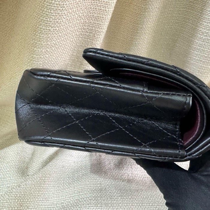 小巴黎二手名牌真品Chanel 2.55  極新 黑銀 24公分 小號 有卡 28開-7