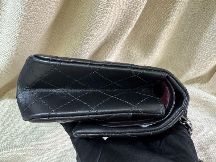 小巴黎二手名牌真品Chanel 2.55  極新 黑銀 24公分 小號 有卡 28開-10