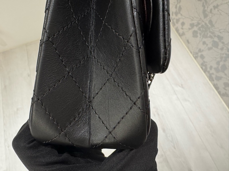 小巴黎二手名牌真品Chanel 2.55  黑銀 24公分 小號 有卡 購證-8
