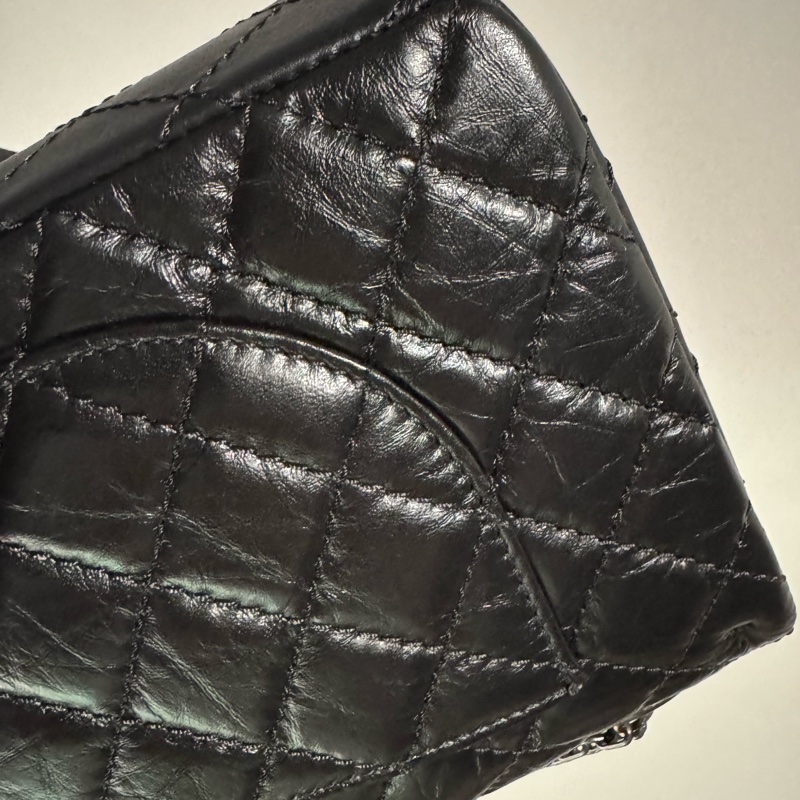 小巴黎二手名牌真品Chanel 2.55  黑銀 24公分 小號 有卡 購證-11