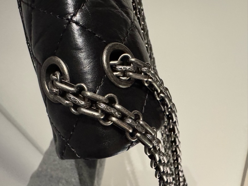 小巴黎二手名牌真品Chanel 2.55  黑銀 24公分 小號 有卡 購證-14