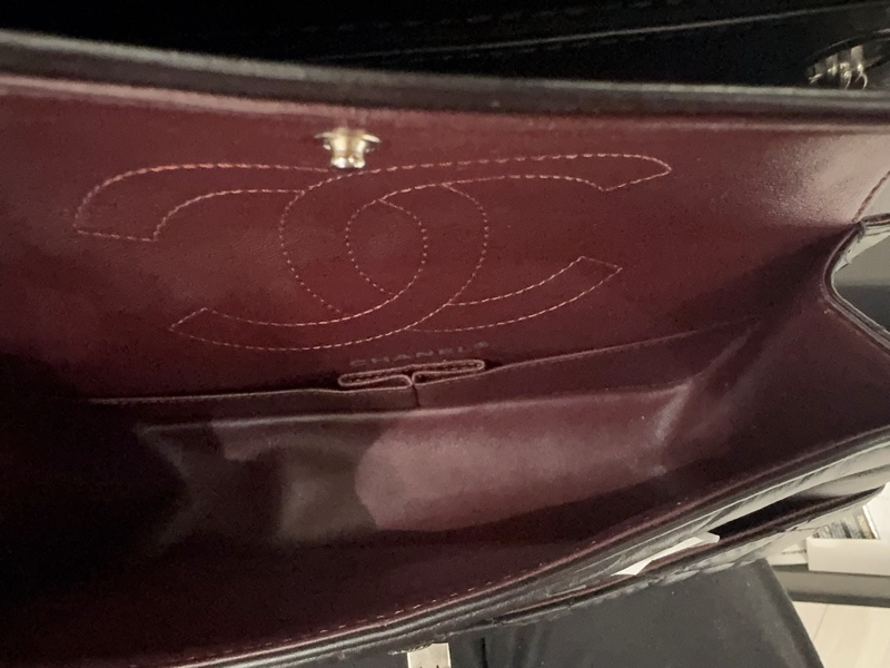 小巴黎二手名牌真品Chanel 2.55  黑銀 24公分 小號 有卡 購證-21