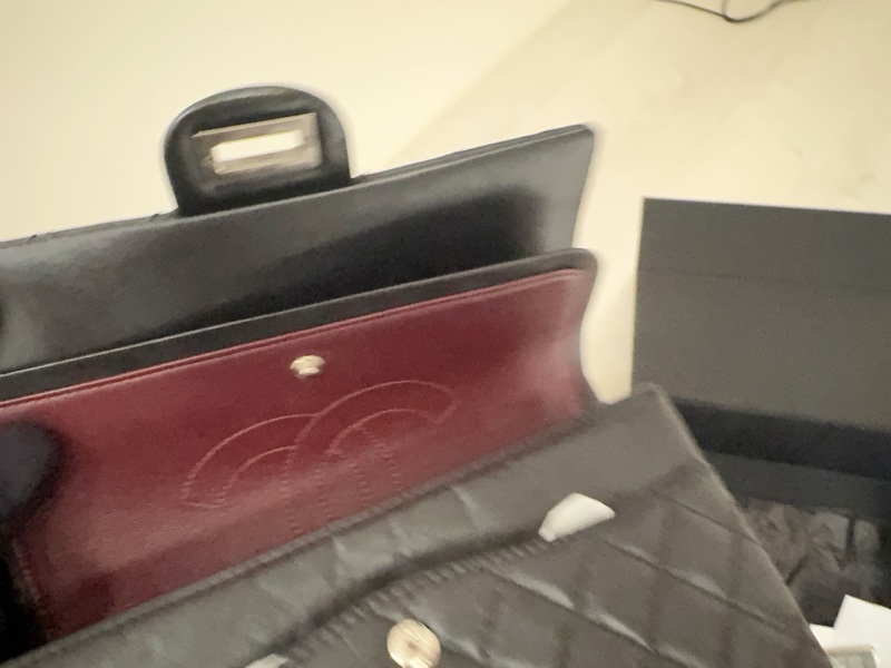 小巴黎二手名牌真品Chanel 2.55  黑銀 24公分 小號 有卡 購證-25