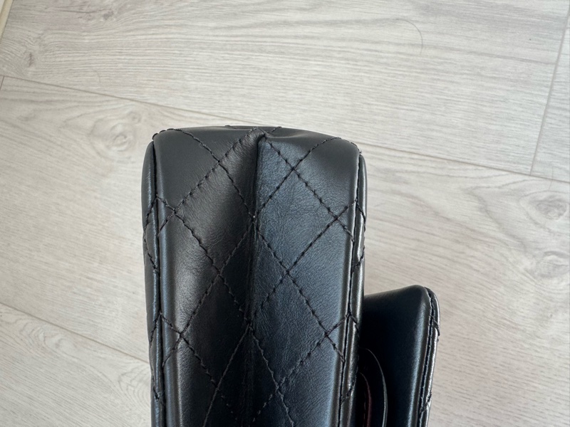 小巴黎二手名牌真品Chanel 2.55  黑銀 24公分 小號 有卡 購證-37