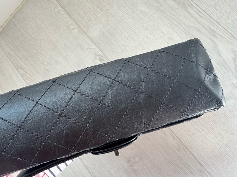 小巴黎二手名牌真品Chanel 2.55  黑銀 24公分 小號 有卡 購證-39