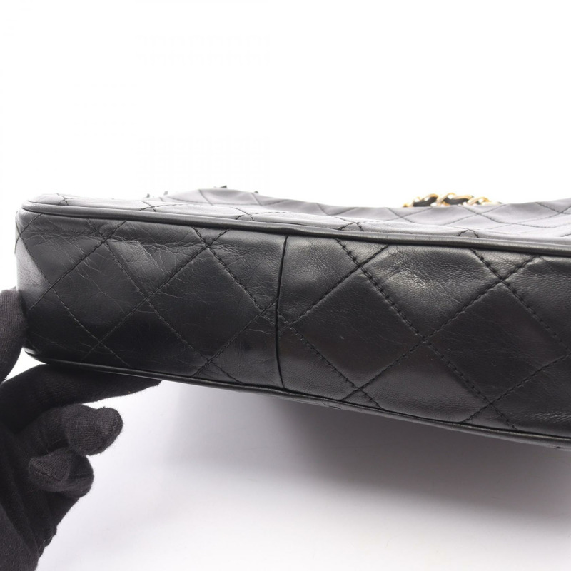 香奈兒 COCO 標誌菱形縫線鏈肩背斜背包，黑色皮革，金色五金-6