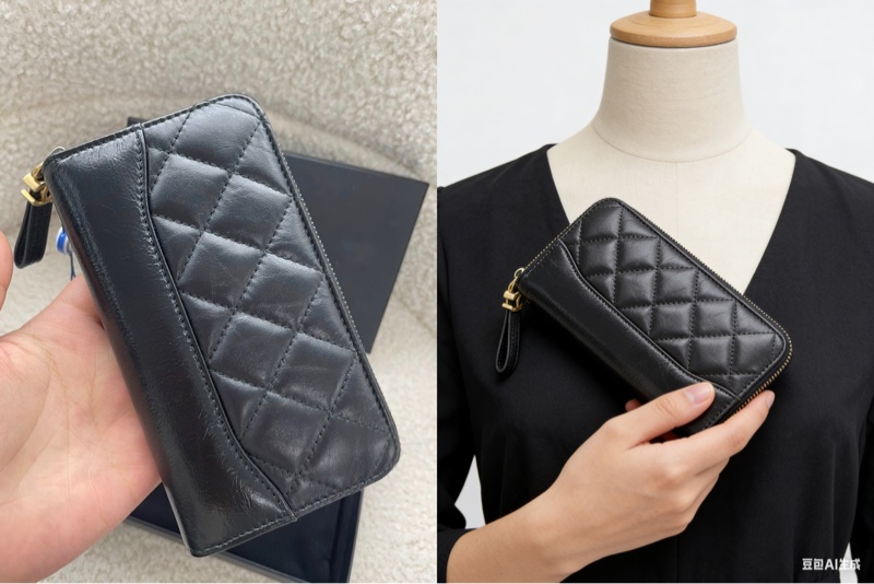 Chanel黑色流浪拉鍊錢包-2