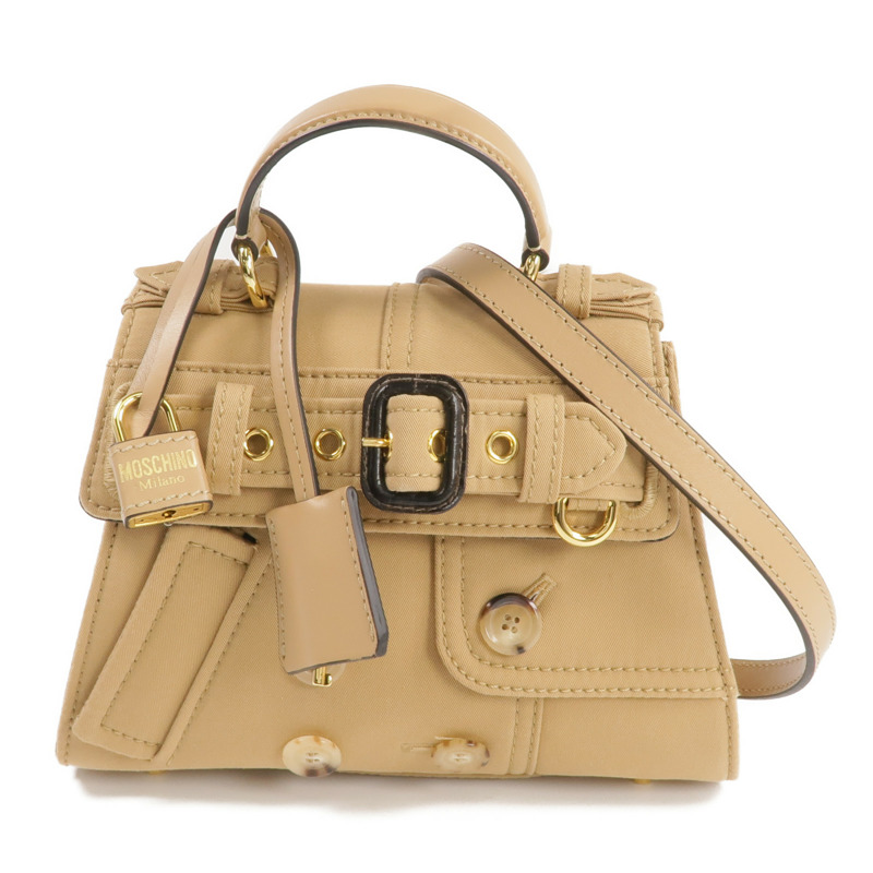 MOSCHINO 棉混紡Trench Coat Design 2 Way Shoulder金扣手挽肩背兩用袋-0