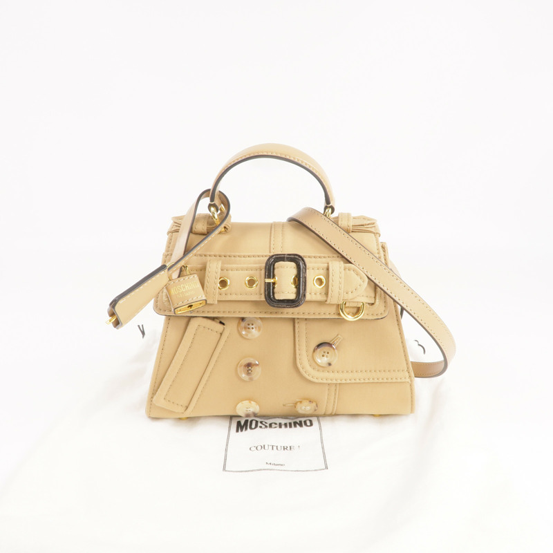 MOSCHINO 棉混紡Trench Coat Design 2 Way Shoulder金扣手挽肩背兩用袋-7