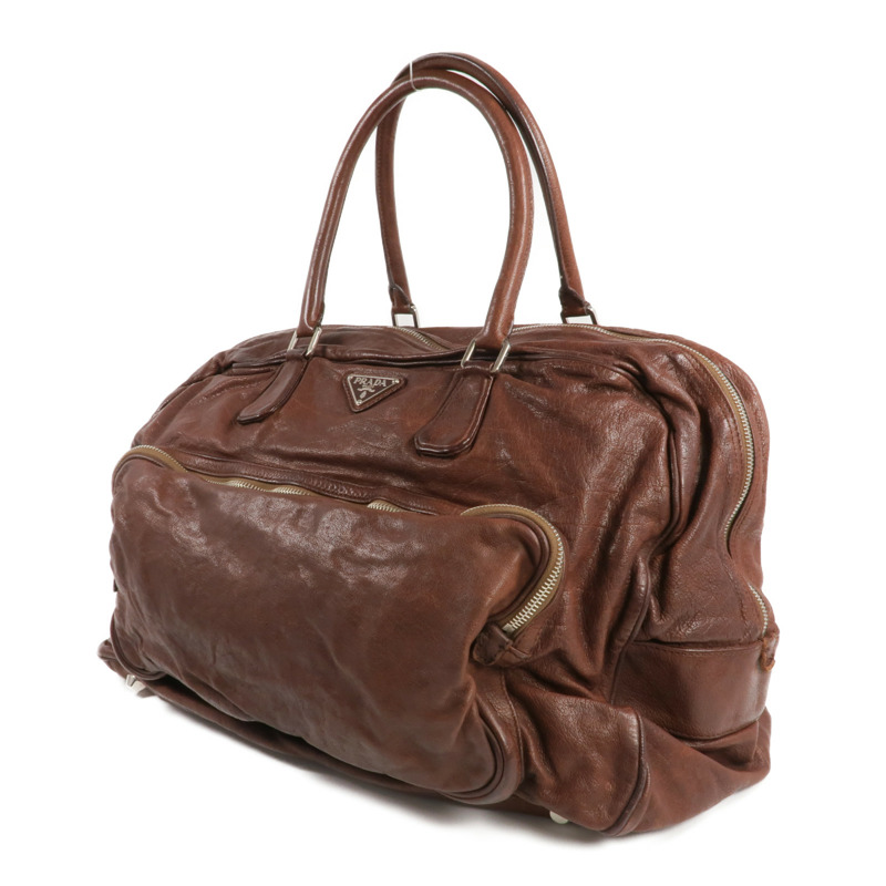 PRADA 牛皮皮革Handbag/Boston Bag銀扣手挽袋/波士頓包-1