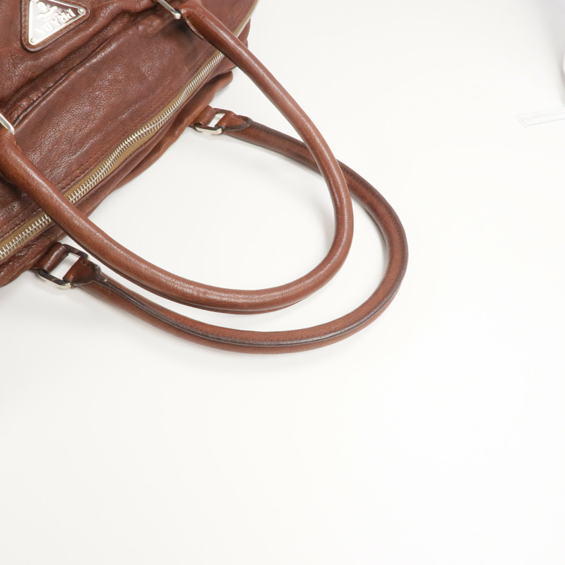 PRADA 牛皮皮革Handbag/Boston Bag銀扣手挽袋/波士頓包-4