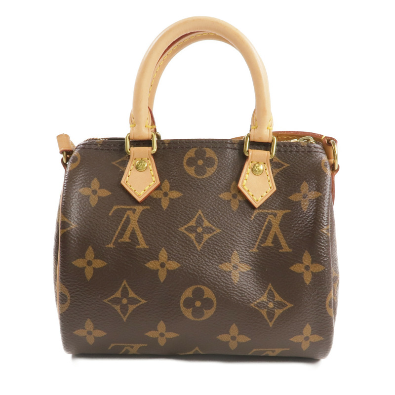 LOUIS VUITTON Monogram Nano Speedy金扣手挽肩背兩用袋棕色-2