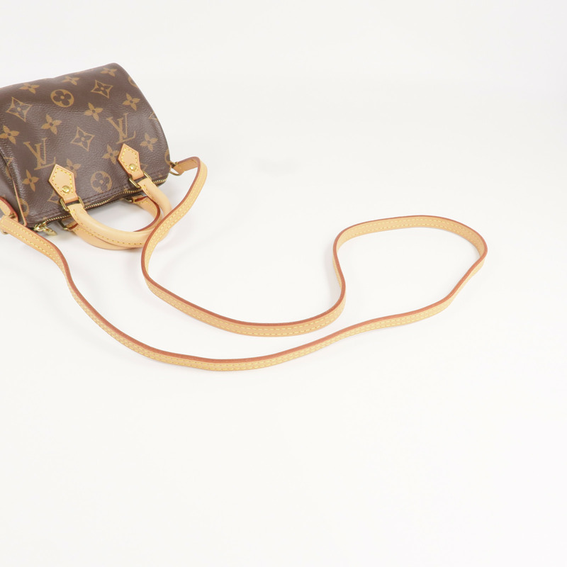 LOUIS VUITTON Monogram Nano Speedy金扣手挽肩背兩用袋棕色-6