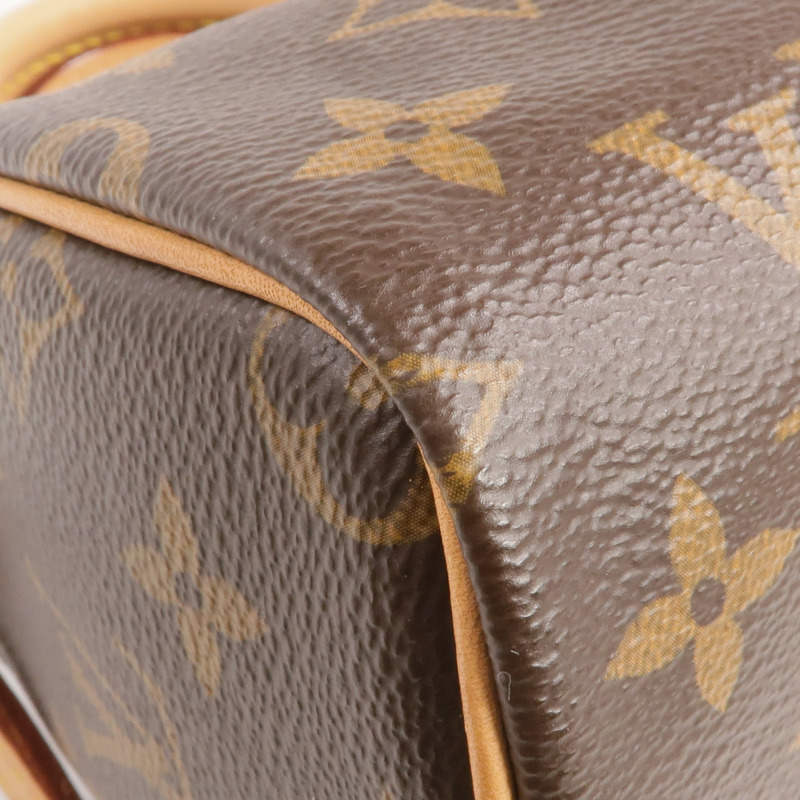 LOUIS VUITTON Monogram Nano Speedy金扣手挽肩背兩用袋棕色-11