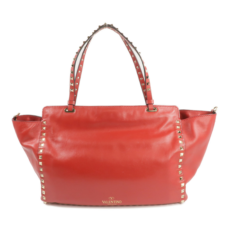 Valentino 皮革Rockstud Tote金扣手挽肩背兩用袋-2