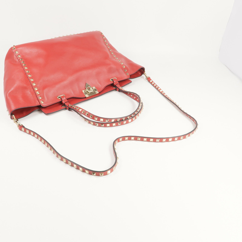 Valentino 皮革Rockstud Tote金扣手挽肩背兩用袋-7