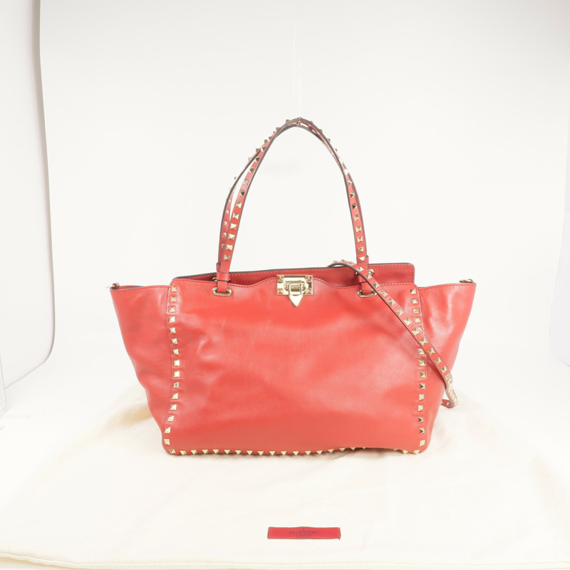 Valentino 皮革Rockstud Tote金扣手挽肩背兩用袋-9