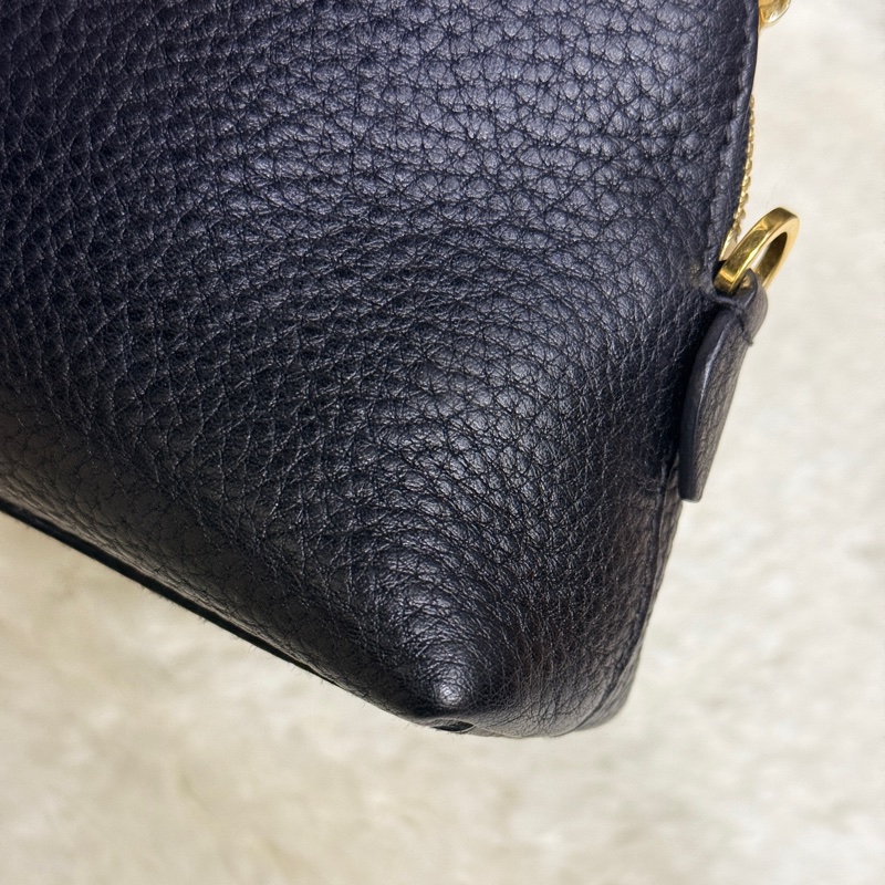 黑色Prada有質感的真皮 收納包 化妝包 內膽包 拉鏈包包-13